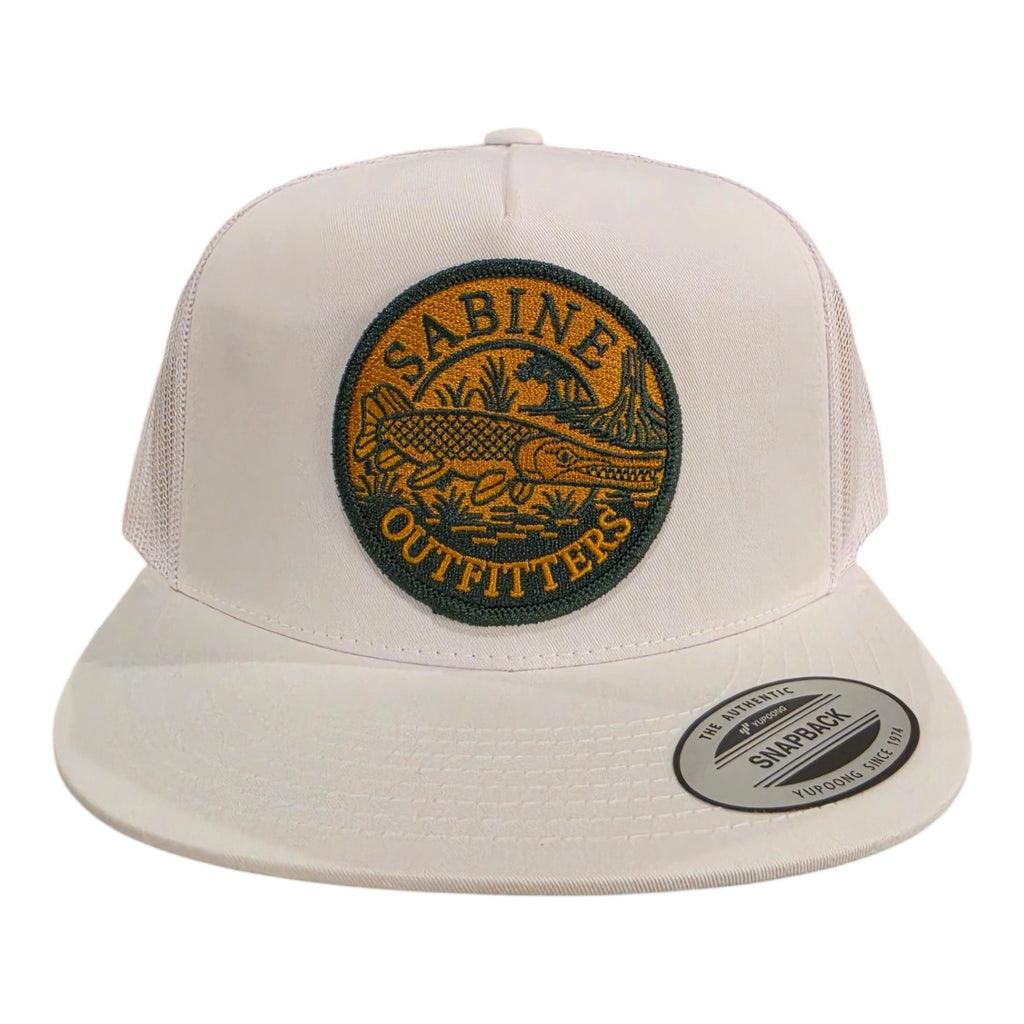 Sabine Outfitters Swamp Gar Patch Trucker Hat | White Snapback