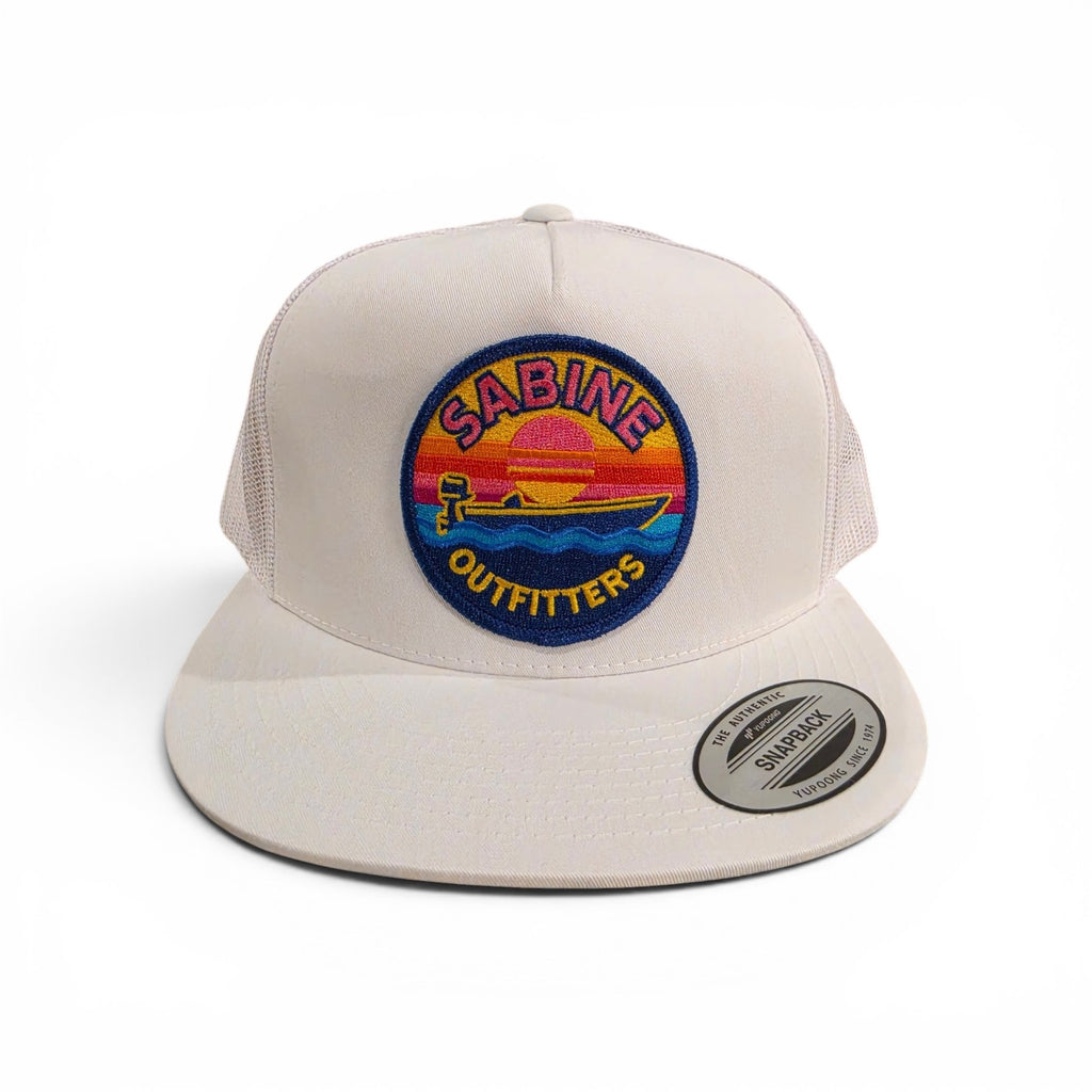 Sabine Outfitters Retro Sunset Trucker Hat | White Snapback