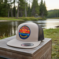 Retro Boat Trucker Hat - Silver & Black