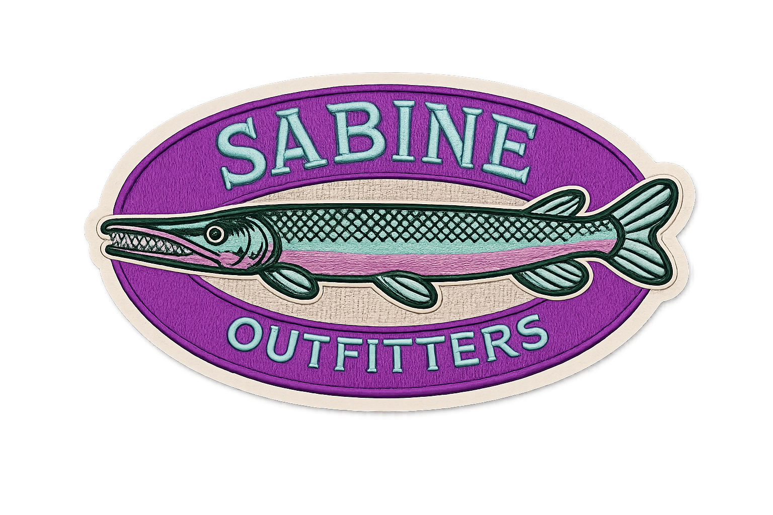 Sabine Outfitters Purple Gar Sticker – 4" x 2.2" Waterproof Vinyl Decal