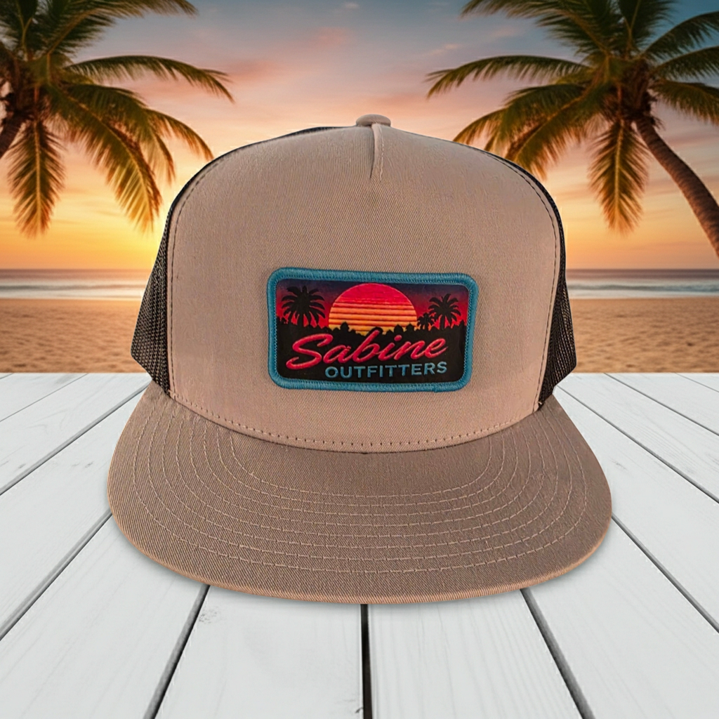 Sunset Flat Bill Trucker Hat - Silver/Black
