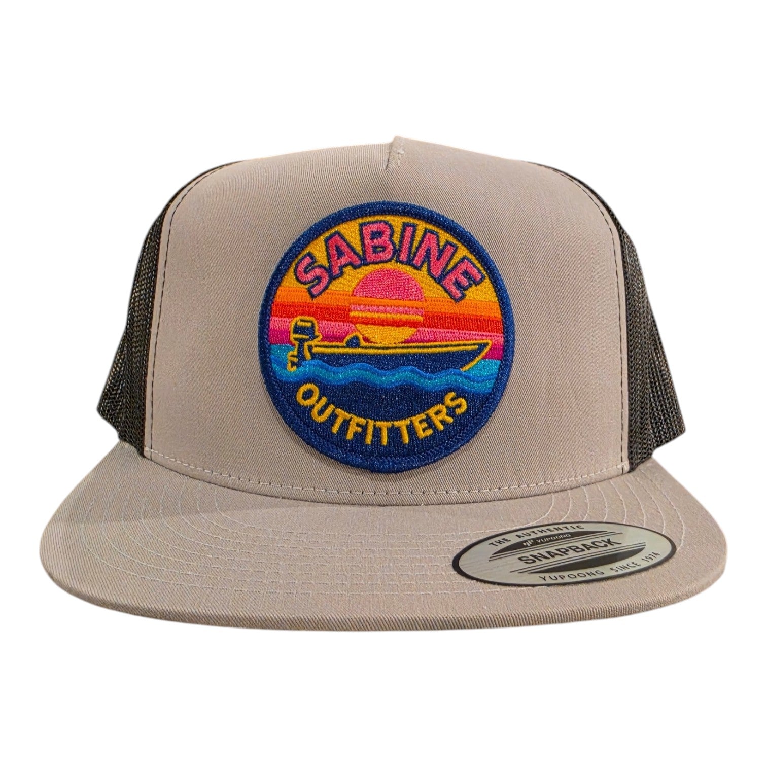 Sabine Outfitters Retro Sunset Trucker Hat | Silver & Black Snapback