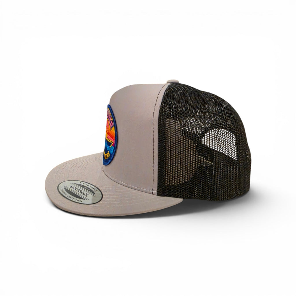 Sabine Outfitters Retro Sunset Trucker Hat | Silver & Black Snapback