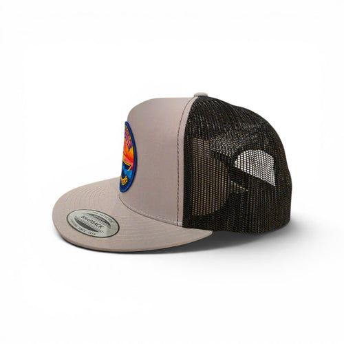 Sabine Outfitters Retro Sunset Trucker Hat | Silver & Black Snapback