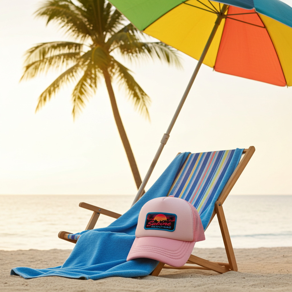Retro Sunset Trucker Hat - Pink & White
