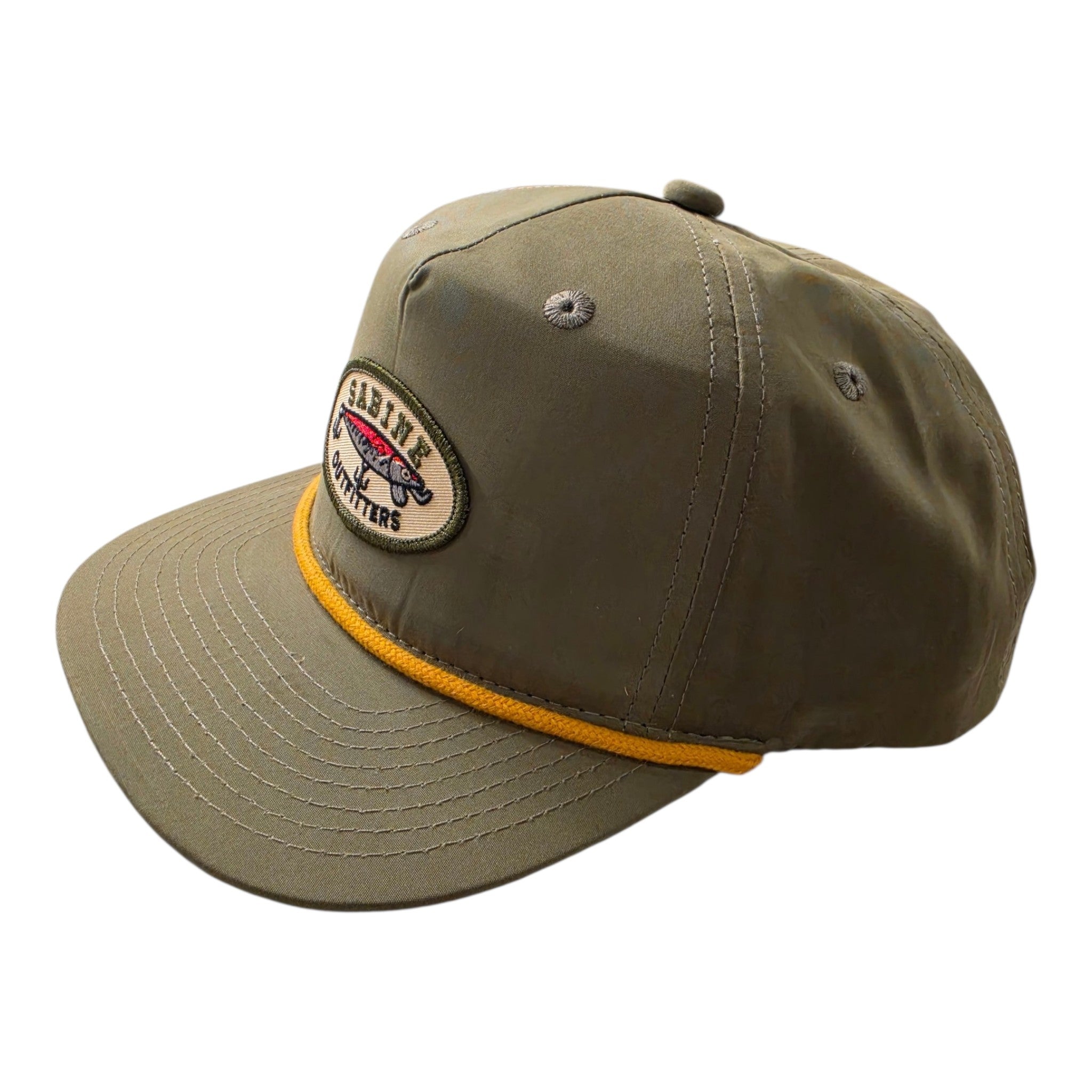 Sabine Outfitters Topwater Lure Rope Cap – Loden / Amber Gold