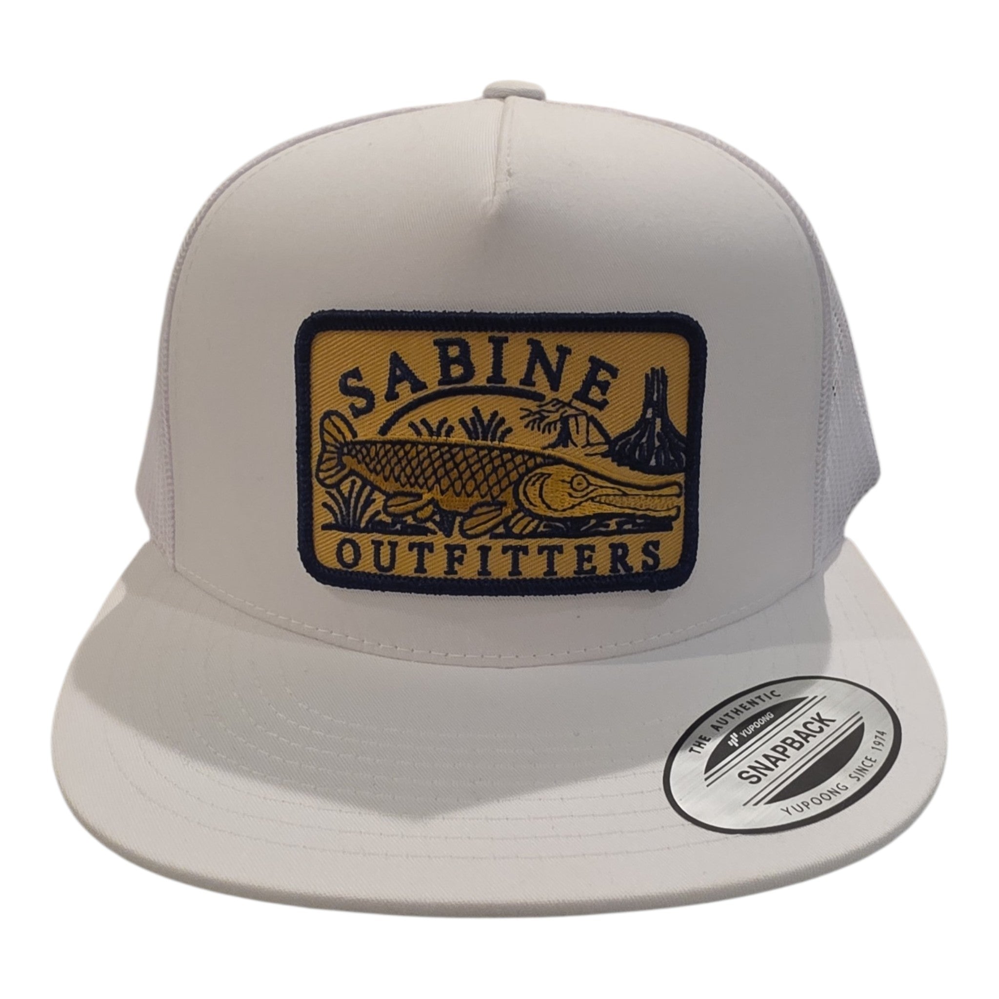 Sabine Outfitters Alligator Gar Patch Snapback – White Trucker Hat