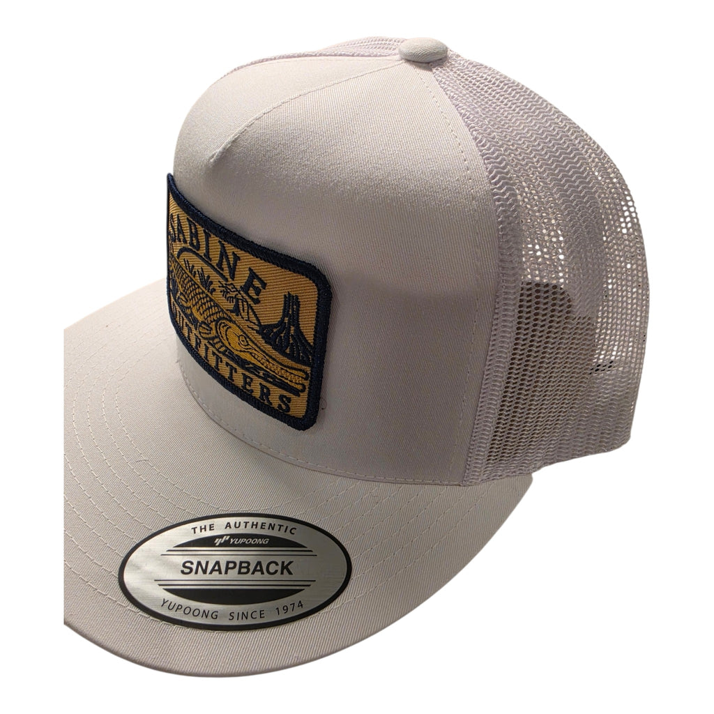 Sabine Outfitters Alligator Gar Patch Snapback – White Trucker Hat