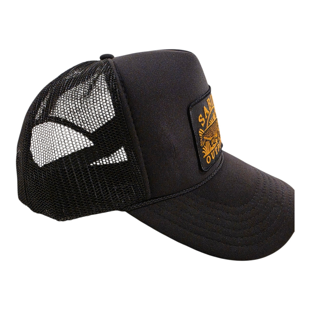 Sabine Outfitters Gar Patch Foam Trucker Hat – Black