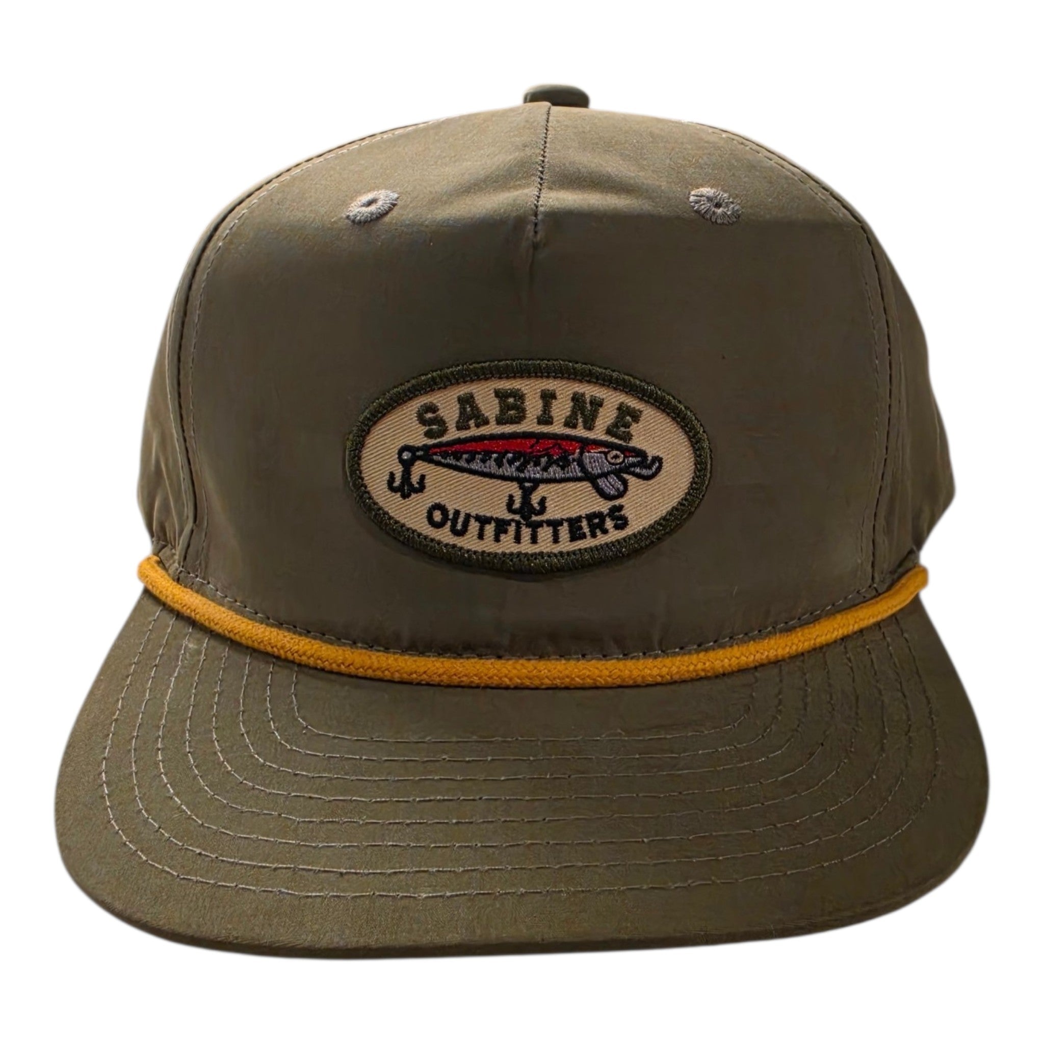 Sabine Outfitters Topwater Lure Rope Cap – Loden / Amber Gold
