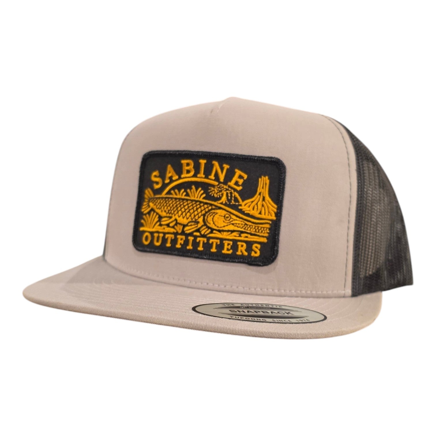 Sabine Outfitters Gar Patch Trucker Hat | Silver & Black Snapback